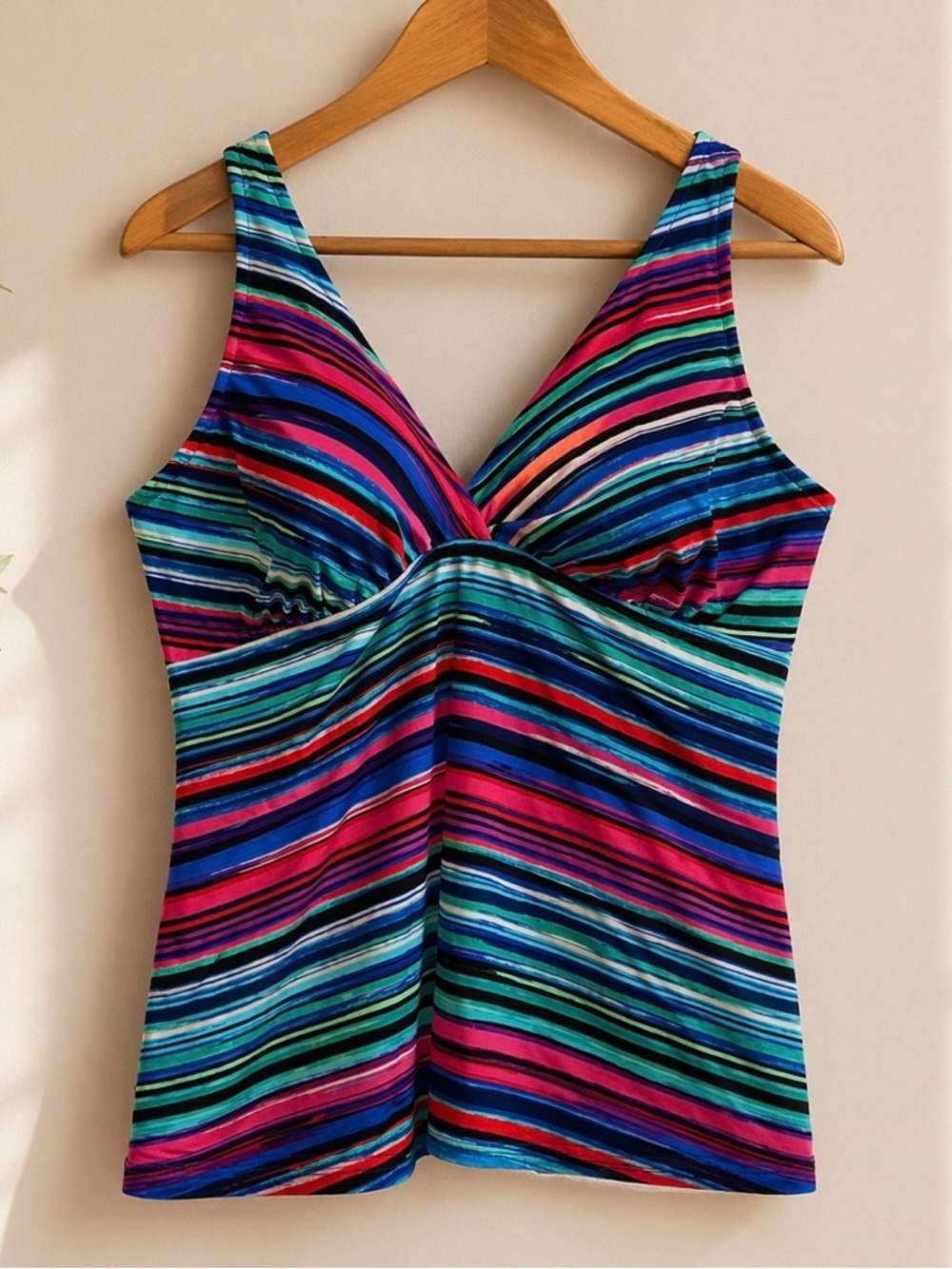 St. John’s Bay Multicolor Striped V-Neck Tankini Top- 24
